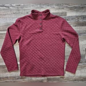 🩷Sonoma Womens Size XL Quilted Pullover Top 1/4 Snap Neck  Burgundy💙💚